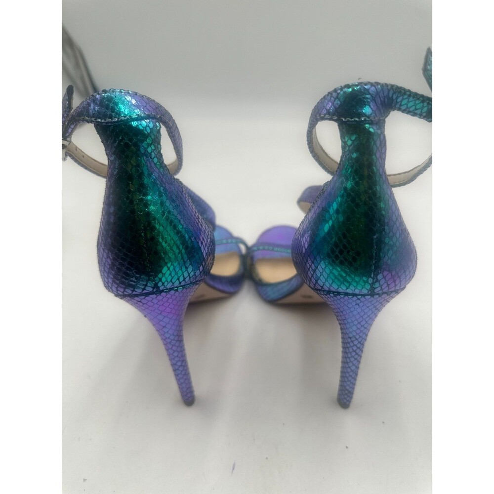 Jessica Simpson Iridescent Metallic Snakeskin Ankle Strap Heels Stilettos Sz 8M - Picture 5 of 8